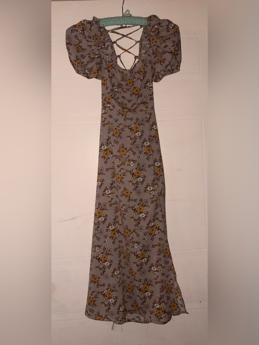 Forever 21 Beige Floral Dress with Mustard Flowers